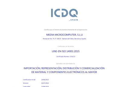 Media MicroComputer ha logrado la certificación ISO 14001:2015
