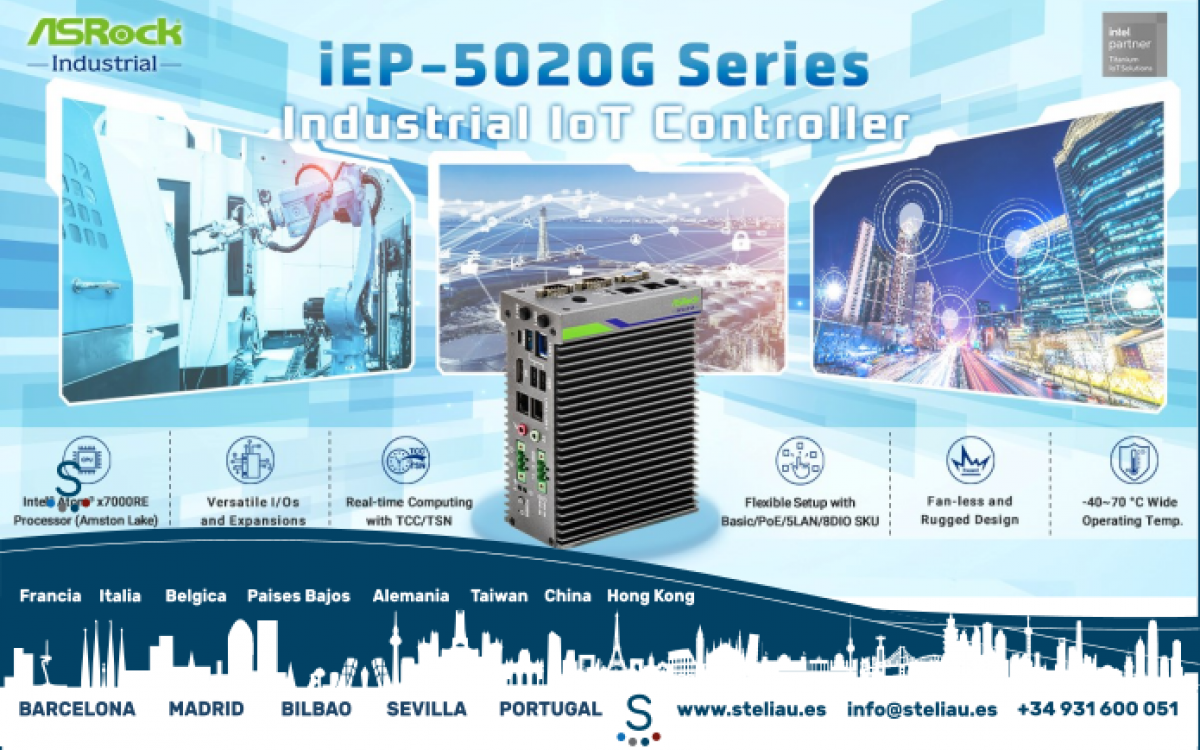 ASRock Industrial lanza el controlador IoT industrial iEP-5020G de última generación con procesador Intel® Atom® x7433RE