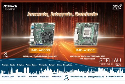 ASRock Industrial presenta las placas base industriales IMB-A8000 e IMB-A1002 con procesadores AMD Ryzen™ Embedded 8000/7000 para potenciar las aplicaciones avanzadas de IA Edge