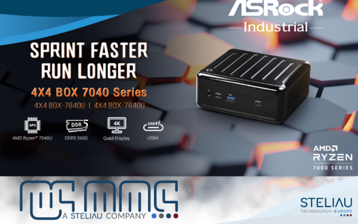 Nuevo mini PC 4X4 BOX serie 7040 de ASRock Industrial: Corre más rápido y durante más tiempo con la APU AMD Ryzen™ serie 7040U 